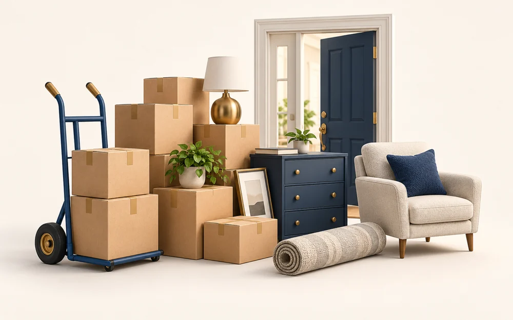 Moving and downsizing service illustration